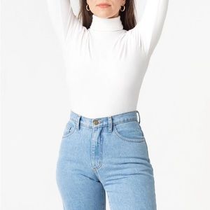 White Cotton Spandex Turtleneck